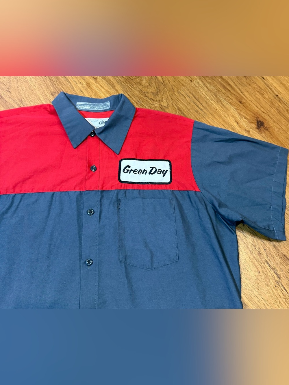 Vintage Green Day Cintas Short Sleeve Button Work Shirt Band Grunge Rock Skate